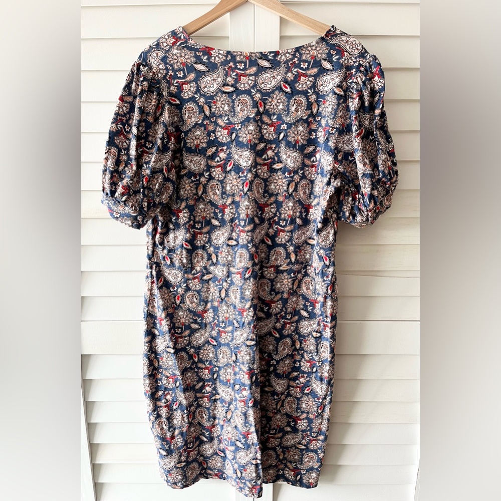 Boden Cotton Mini Dress Navy Paisley Terrace Size 14 - Picture 6 of 10